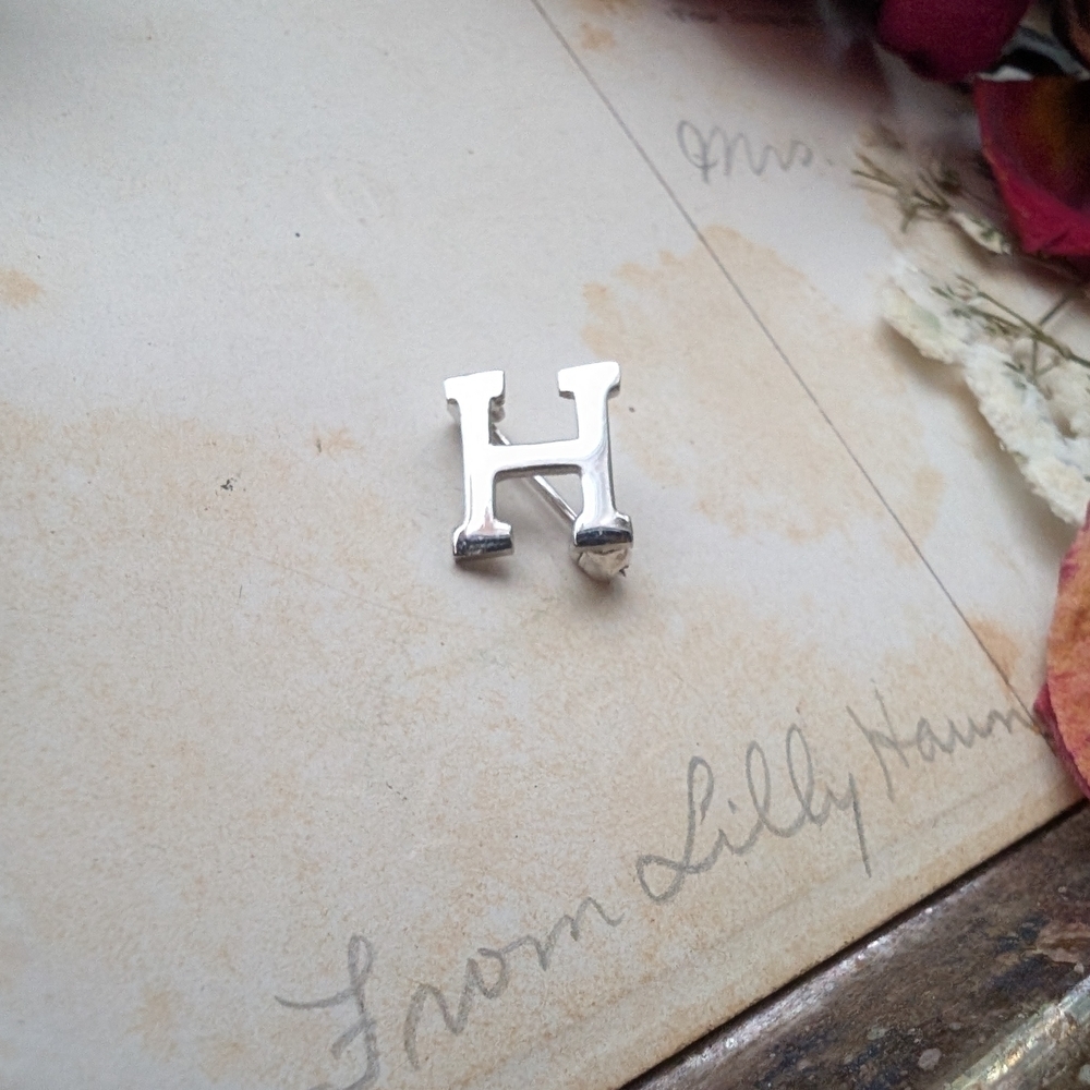 Silver Letter H Pin Very Small